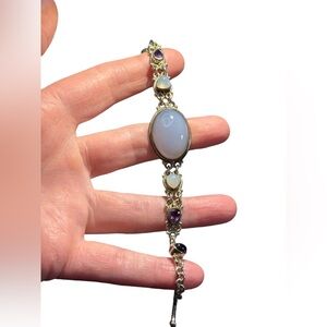 Sajen sterling silver 925 blue lace agate moonstone amethyst BALI bracelet